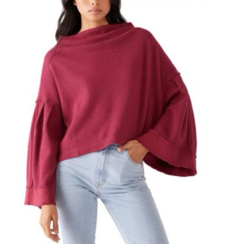 We The Free Bunny Cropped Boat Neck Pullover in Queen Pomegranate - NWOT - Small